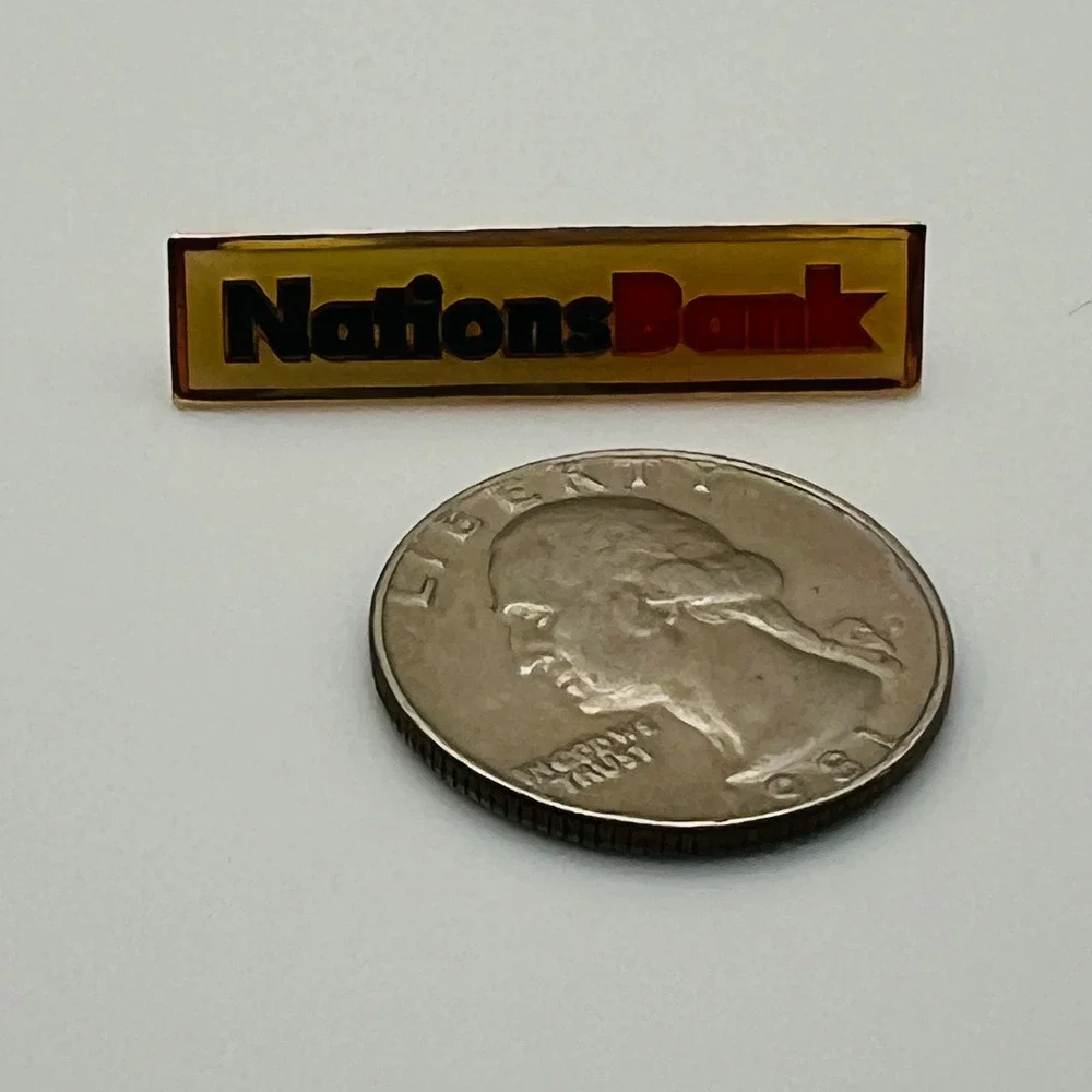 Vintage NationsBank Logo Lapel Pin‎ Gold Tone Banking Memorabilia Collectible